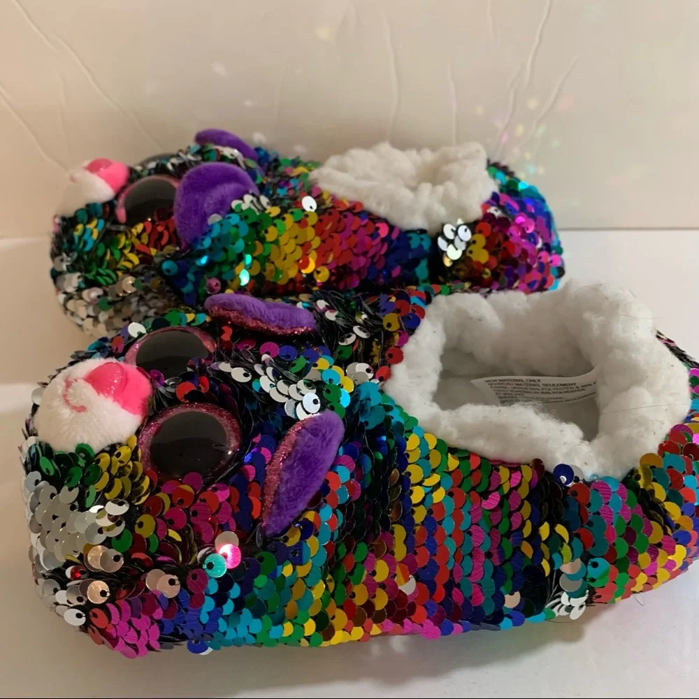 Ty beanie boos dotty youth 1-3 slippers grip sequin flip fleece lined socks